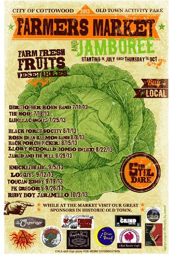 City if Cottonwood in Old Town, Farmers Market & Jamboree Schedule 2013 Thurs July-Oct 5pm-dark