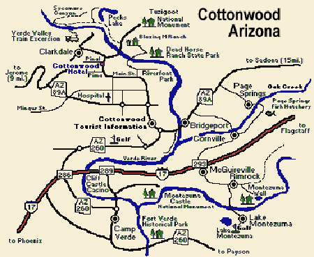Cottonwood Arizona AZ Map image