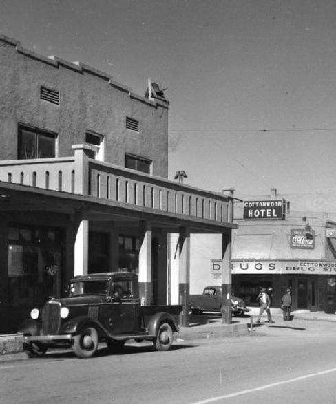 historic cottonwood hotel 1930s image main street arizona near sedona jerome